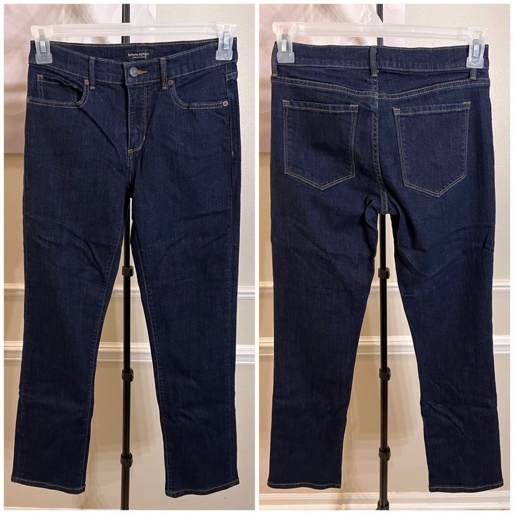 Banana Republic Premium Denim Girlfriend Straight Dark Denim Jeans! Size 27.